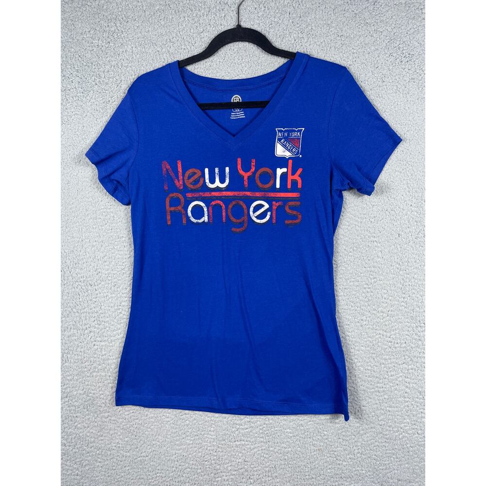 NHL New York Rangers Women's Blue T Shirt V Neck Size M